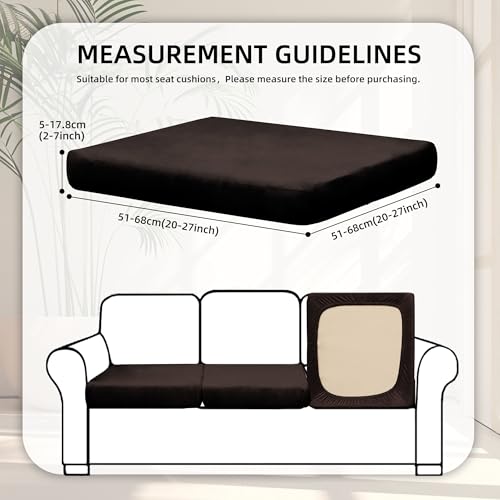 Image of BIETYONE 8Pcs Stretch Velvet Patio Cushion Cover,Fluffy,for Fall Outdoor Couch Cushion Cover Replacement,Washable Indoor Outdoor Cushion Slipcovers(Coffee,Cover Only)