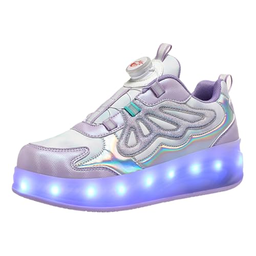 Yummsion Zapatillas con Ruedas,Zapatillas Patines,Zapatillas Ruedas NiñA,Zapatos con Ruedas para NiñOs,Zapatos con 4 Ruedas,Zapatillas con Luces LED,USB Recargable,Multifuncionales