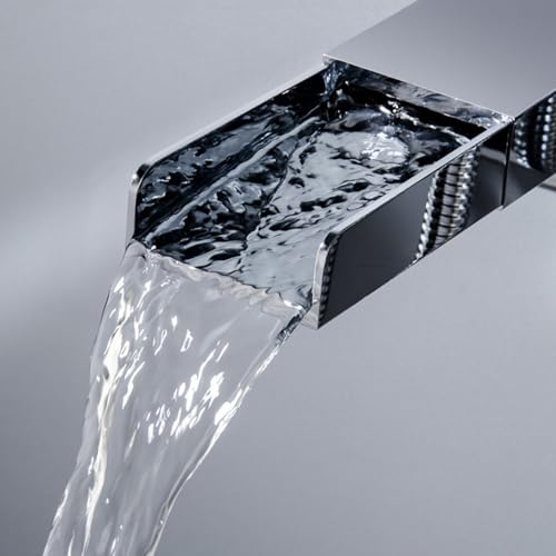 Robinets mélangeurs de baignoire avec douche cascade or brossé murale - 2