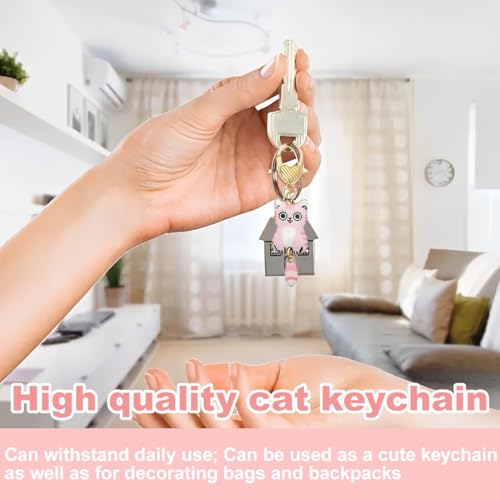 HAGNA 7 Pieces Cute Funny Cat Keychain, Cat Keychain, Cat Accessories, Creative Accessory Animal Theme Original Charm for Women Men Perfect Bags — view 6