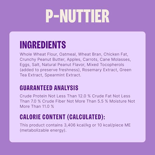 Wellness Old Mother Hubbard Classic P-Nuttier Dog Biscuits, Natural Training Treats, Peanut Butter Flavor, Large Size, 6 lb Box