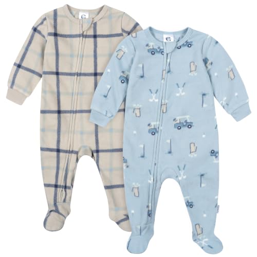 Image of Gerber Baby Boys 2-Pack Flame Resistant Fleece Footed Pajamas