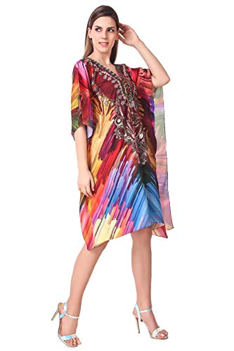 Image of RAVI RAJORIA Georgette Digital Printed Beach Wear Kaftan Blue Free Size R800 | Multi Color 2