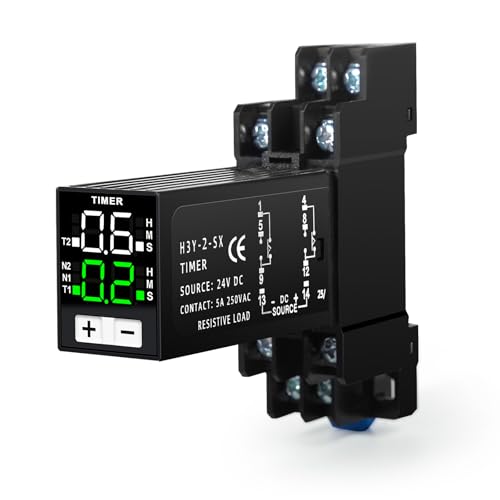 Ailao Rele 24V Temporizador Digital 0,1s 99h Rele para luces Control de tiempo de ciclo retardador 2 Normalmente abierto/Normalmente cerrado 8 pines DC 24V con zócalo.