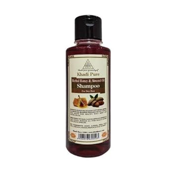 Khadi Pure Herbal Honey & Almond Oil Shampoo/Hair Cleanser, 210 ml,Brown,KPALMALSHX1