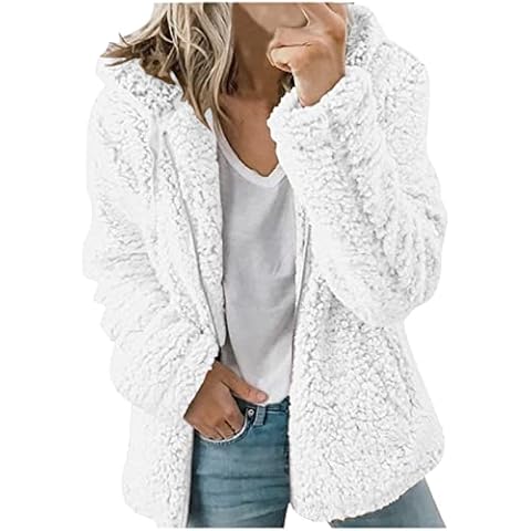 2022 New Ladies Longline Hooded Jacket Womens Fleece Hooded Jacket Supersoft Overcoat Cardigan Winter Skiing Outdoor Walking Coat Long Sleeve Plus Size Jacket Fuzzy Fleece Coat Open Front White Cover