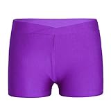 inlzdz Mädchen Shorts Hotpants Kurz Sport Hose Trainingshose Fitness Laufhose Sportshorts Kinder Tights Leggings Turnen Hose Yoga Tanz Workout Violett 158-164