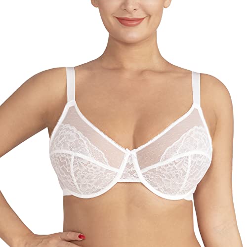 Hsia Minimizer Bras For Women Full Coverage Underwire Bras Plus Size,Lifting Lace Bra For Heavy Breast White #TOP23