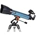 Produktbild Celestron 22407 Inspire 90AZ Kurzrefraktor-Teleskop mit integriertem Smartphone-Adapter, inkl. Zwei Okularen, 90° Bilddiagonale, höhenverstellbares Stativ und Zubehörablage, blau