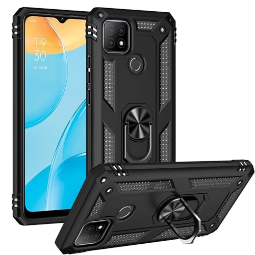 FERLAN Funda Compatible con Google Pixel 4 XL,Armor Carcasa con 360 Grados Anillo iman Soporte Hard PC Silicona TPU Bumper Antigolpes Case para Google Pixel 4 XL -Negro