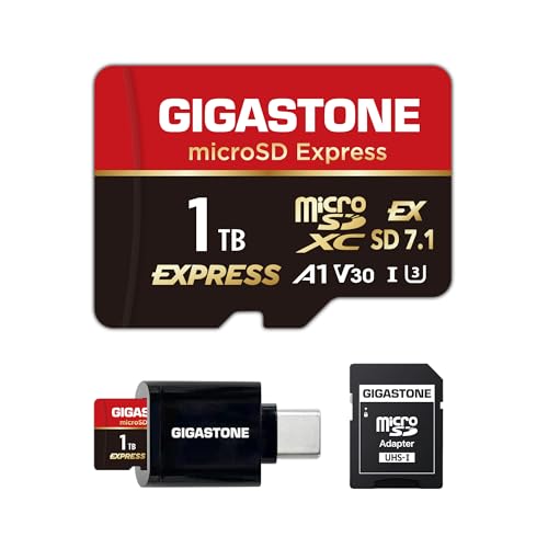 Für Switch 2 entwickelt GIGASTONE 1TB microSD Express Speicherkarte SDXC bis zu 800/650MB/s SD UHS-I UHS-II Kameras V30 U3 mit SD-Adapter & USB-C Kartenleser 5 Jahre Datenrettung