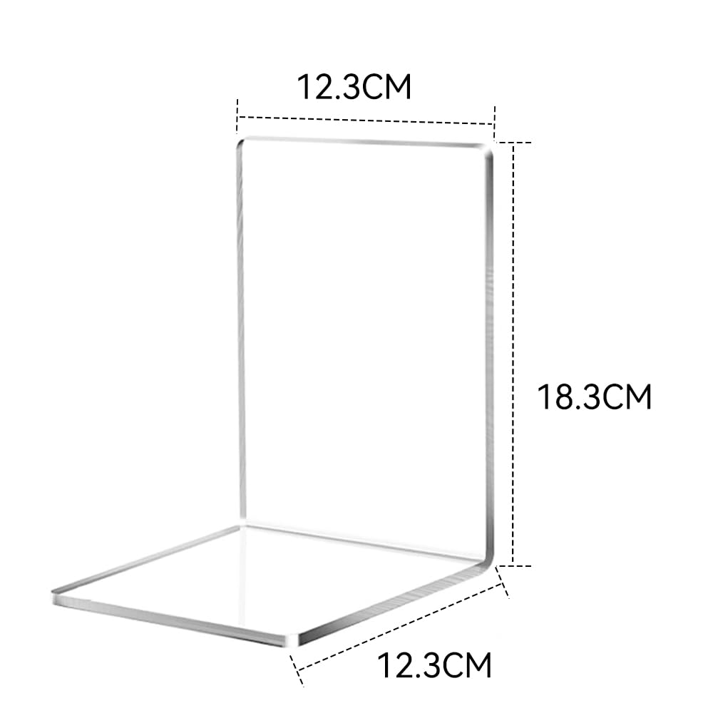 Sujetalibros de Acrílico Transparente, 4 Piezas sujeta Libros estanteria para Escuela, hogar, Oficina, Biblioteca, Dormitorio, organización de Escritorio (12,5x12,5x18,5cm), shuli-4