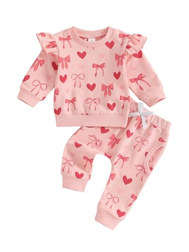 Conjunto de niña para regalo de San Valentín con estampado de corazón tierno