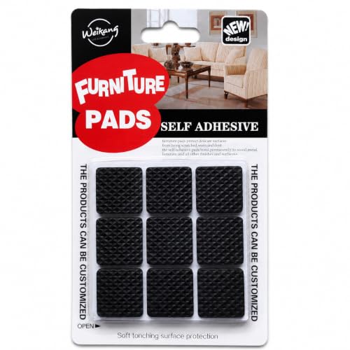 Image of MaruHub Non Slip Furniture Pads for Hardwood Floors, Furniture Leg Protectors for Chair, Table, Sofa, Self Adhesive Rubber Pads to Prevent Floor Scratches & Reduce Noise (Black, Model 16)