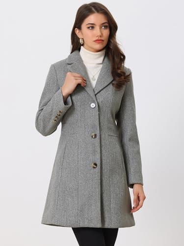 Image of Allegra K Womens Winter Elegant Pea Coat 2026 Single Breasted Long Overcoat | Notch Lapel Collar, Warm, Work Office Trench Coats,Outwear Outfit