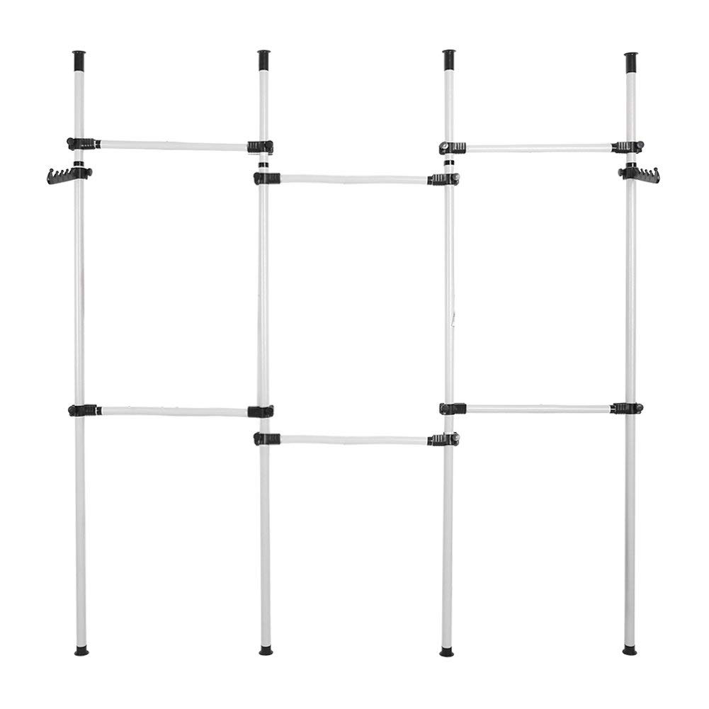 Zerone Telescopic Clothes Rail, 4 Poles 6 Bars Heavy Duty Telescopic Clothes Rack Hanging Storage Organiser Rail Shelving DIY Garment Rack, Adjustable Height 246-300cm, 60 kg Load