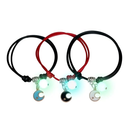 [Sxett] 3 Pcs Love Star Bracelets Handmade String Rope Promise for Women Girl Couples for Women Girl Friend Couples