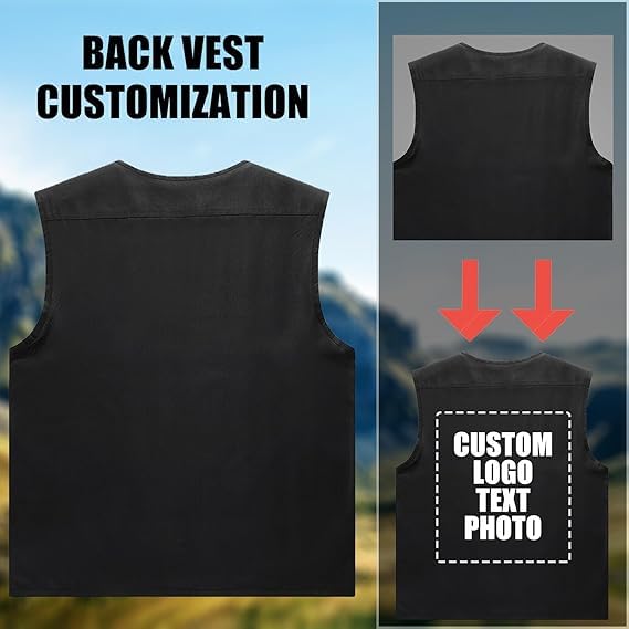 Chaleco de trabajo personalizado sin mangas chaleco utilitario con múltiples bolsillos para uniforme 7
