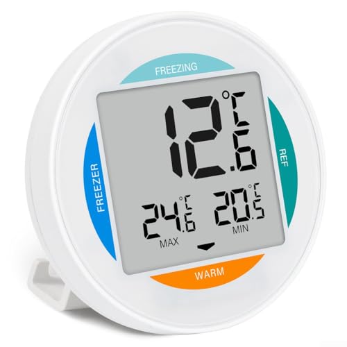 ZAMETTER Termómetro inalámbrico para nevera IP65, impermeable, digital, inalámbrico, con pantalla LCD integrada y soporte para sistema de vigilancia de temperatura interior