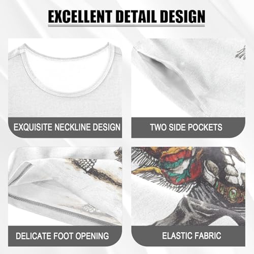 ALAZA Dancing Skeleton Pajama Set Short Sleeve Sleepwear Soft Lounge Nightwear4