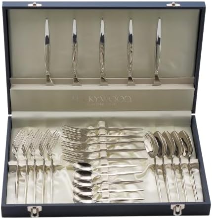 Lucky Wood No.12600 Meteora Series Cutlery Set, Wedding Gift, Stylish, Restaurant, Cafe, Good Design Award, Simple, Couple and Wife Stainless Steel, Perfect for a refined table, Premium 25 Pieces