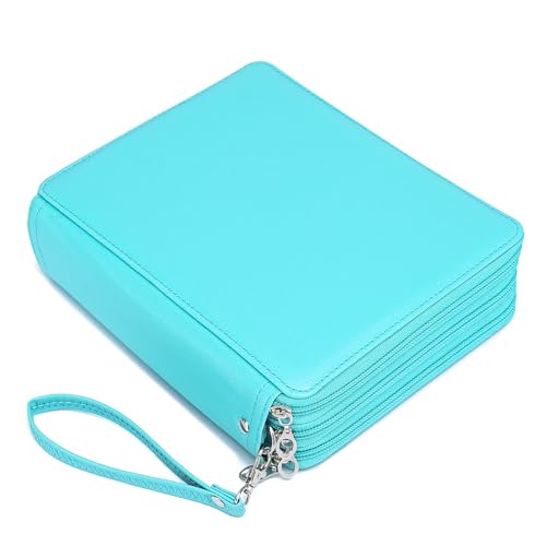 Image of YOUNGCOL Deluxe PU Leather Colored Pencil Case - 120 Slots Pencil Holder with Handle Strap Large Capacity Pencil Organizer