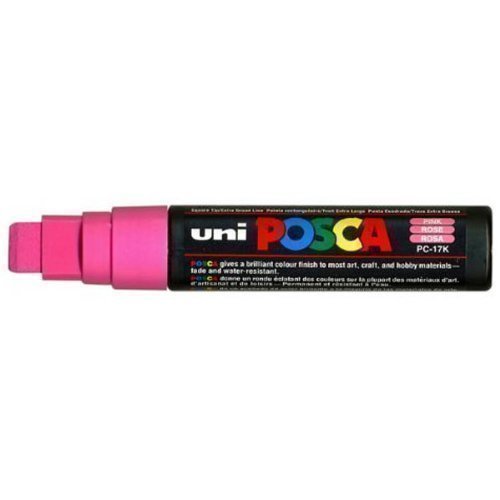 Uni Posca - Marcador De Pintura Base Al Agua 15 Mm Rosa En Oferta Rotulador Uni Posca Pc-17K Pintura Cristal Pluma Ancha Punta Plana 15Mm Rosa