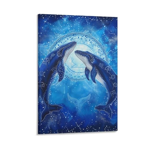 Mur vide ? Toile de deux baleines mandala 30x45cm pour habiller vos murs
