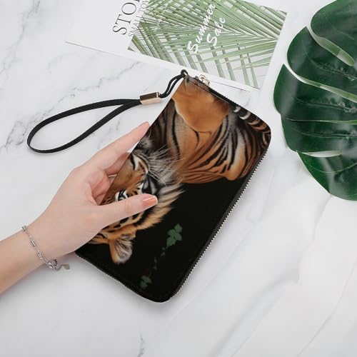 With Tiger And Paws Wallet, Elegant Wristlet Wallet with Multi-Card Slots, PU Leather Long Purse for Women, Men4