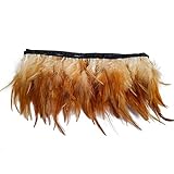 wanjin Rooster Hackle Feather Fringe Trim craft feather 4-6 inch Width Pack of 2 Yards (natural)