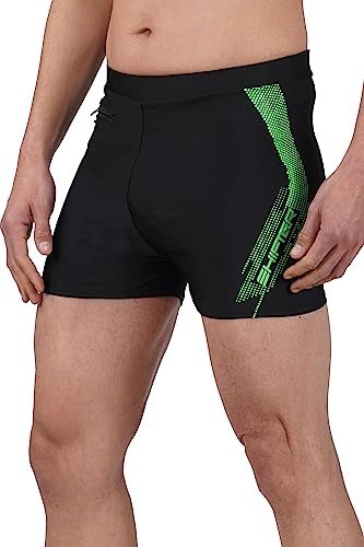 Image of Men's Swim Trunks Set with Swimming Goggles, Cap, Nose Clip & Earplugs - Quick Dry Printed Swim Shorts for Beach & Pool - Comfortable Elastic Waist Swimwear Combo