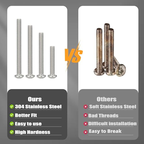 351Pcs Machine Screws Nuts and Bolts Assortment Kit, 6-32#8-32#10-24 Phillips Pan Head Assorted 304 Stainless Steel Bolts Nuts Flat Washers Bolts with Case