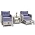 Pamapic 5 Pieces Wicker Patio Furniture Set Outdoor Patio Chairs with Ottomans Conversation Furniture with coffetable for Poorside Garden Balcony(Purple Cushion + Grey Ratten)