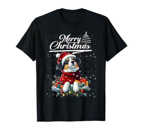 Merry Christmas Australian Shepherd Santa Dog Lovers Xmas T-Shirt