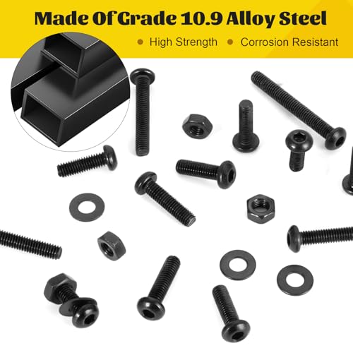 Image of 380PCS M5 Hex Button Head Screws Assorted Kit, M5x8 /12 /16 /20 /25 /30 mm | Metric M5-0.8 Screws, Nuts and Washers Assortment Kit,10.9 Grade Alloy Steel Black Zinc Plated 5mm Bolt Set for 3D Printer
