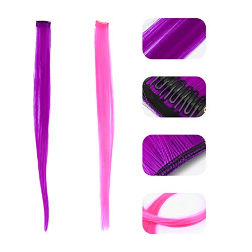 PIXNOR 12 Peças de Extensão de Cabelo Clipe Longo Reto Em Extensões de Cabelo Peruca Cosplay Reta Co