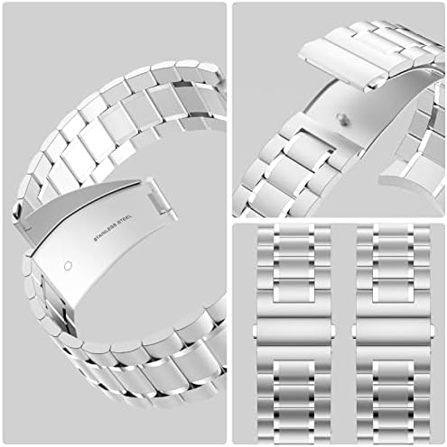 SPGUARD Strap Compatible with Samsung Galaxy Watch 5 pro 45mm Strap,Solid Stainless Steel Metal Replacement Band for Watch 5 pro 45mm(Silver)