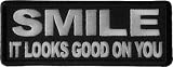 Smile It Looks Good on You Patch - 4x1.5 inch - Embroidered Iron on Patch (P6694)