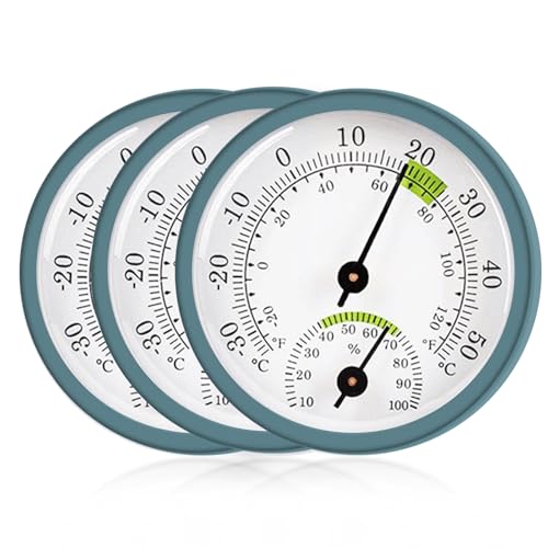 3 termometri igrometro: 2 in 1 di precisione termoigrometro per interni con zone di comfort e igrometro analogico per interni ed esterni (B)