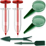kkrrammii Set di 6 mini seminatori per sementi con piccoli dispenser per sementi con 5 gradi regolabili per seminatrici da giardino, strumenti per piantare piante da giardino in plastica per prato