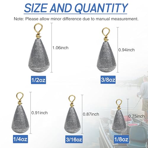 image for AGOOL Fishing Weights Sinkers Kit, 54pcs Bass Casting Sinker Weight Be
