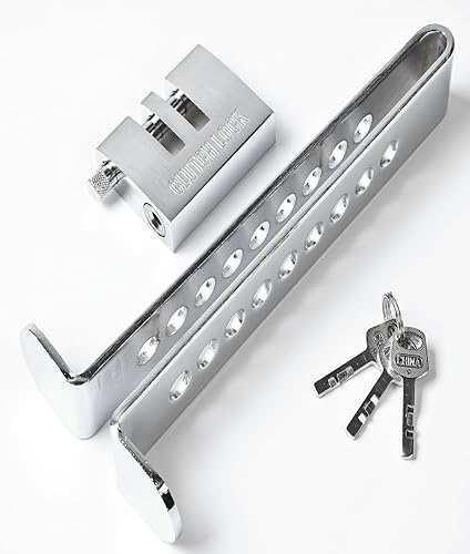 Adjustable Car Pedal Lock for Brake & Clutch, 9-Hole Anti-Theft Security Device, Heavy-Duty Stainless Steel Lock for Van, Car & Truck with 3 Keys