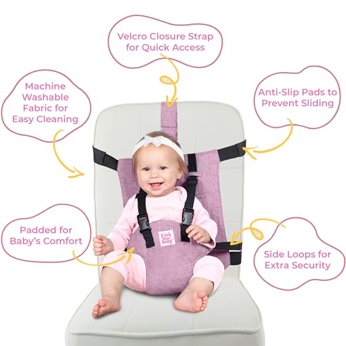 Image of Portable Baby Chair Strap - Travel Dining Seat Cover for Babies & Toddlers | Portable Baby Chair for Travel | Compact, Foldable Baby Seat Cover - Pink