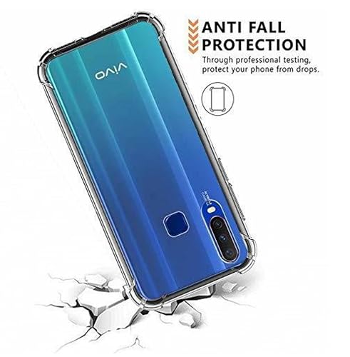 Image of Lustree Compatible with vivo Y12 Back Cover| Clear + TPU Case with 4 Corner Air Cushion Protection & Camera Protection | Slim& Stylus Cover for vivo Y12