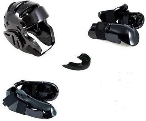 Professional Martial Arts Protective Gear, Black Sparring Head Guard Set, Adjustable Training Equipment for Combat Sports - Adult Medium