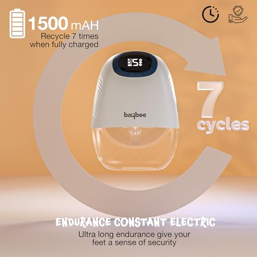 Image of Baybee Wearable Electric Breast Pump for Mothers | Automatic Hands-Free Breast Pump Electrical Machine with 3 Suction Levels & 12 Modes | Electric Breast Pumps with LED Light, 1500mAh Rechargeable Battery & BPA-Free Tritan Material | Portable Breast Milk Pump with Lactation & Massage Modes (White)