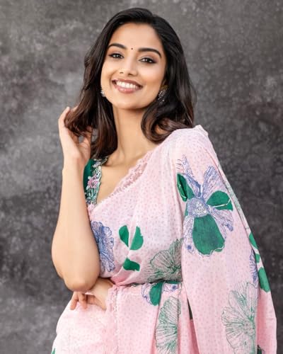 Image of Sidhidata Women's Georgette Printed Saree With Unstitched Blouse Piece (Elephant White White Free Size)