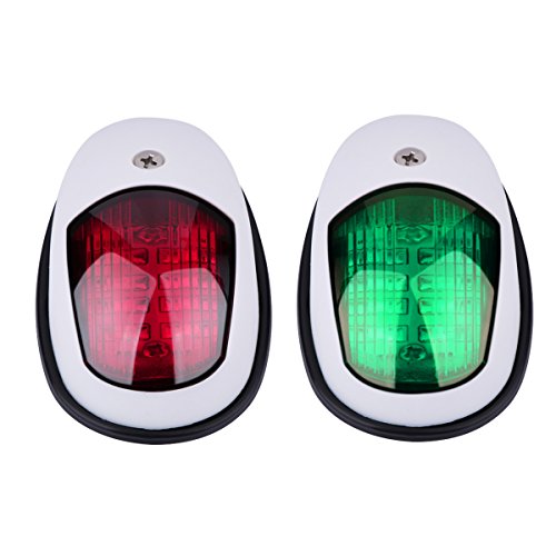 AOZBZ Led Boat Navigation Lights, 12V Bow Marine Yacht Navigation Lights Port Starboard Light Red and Green Pontoon Boat Lights (1 Pair, White)