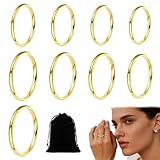 9 anillos apilables de acero inoxidable para mujer, sencillos, finos y lisos, cómodos de llevar. Tallas: 5/6/7/8/9/10/11/12/13 (2 mm, dorado).