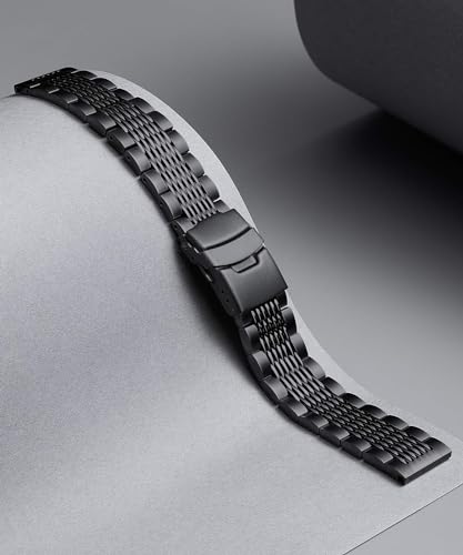 Image of BINLUN Stainless Steel Watch Band, Metal Watch Strap for Men Women Replacement with Double-Lock Deployment Clasp Polished Watch Bracelet Silver Black Gold Rose-gold 18 /19 /20 /21 /22 /24mm